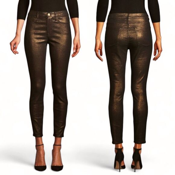 Frame Denim Le High Metallic Skinny Ankle Jeans - Picture 2 of 16